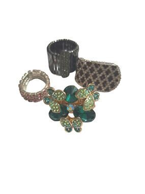 Assorted Statement Glam Rings Stretch Lot of 4
